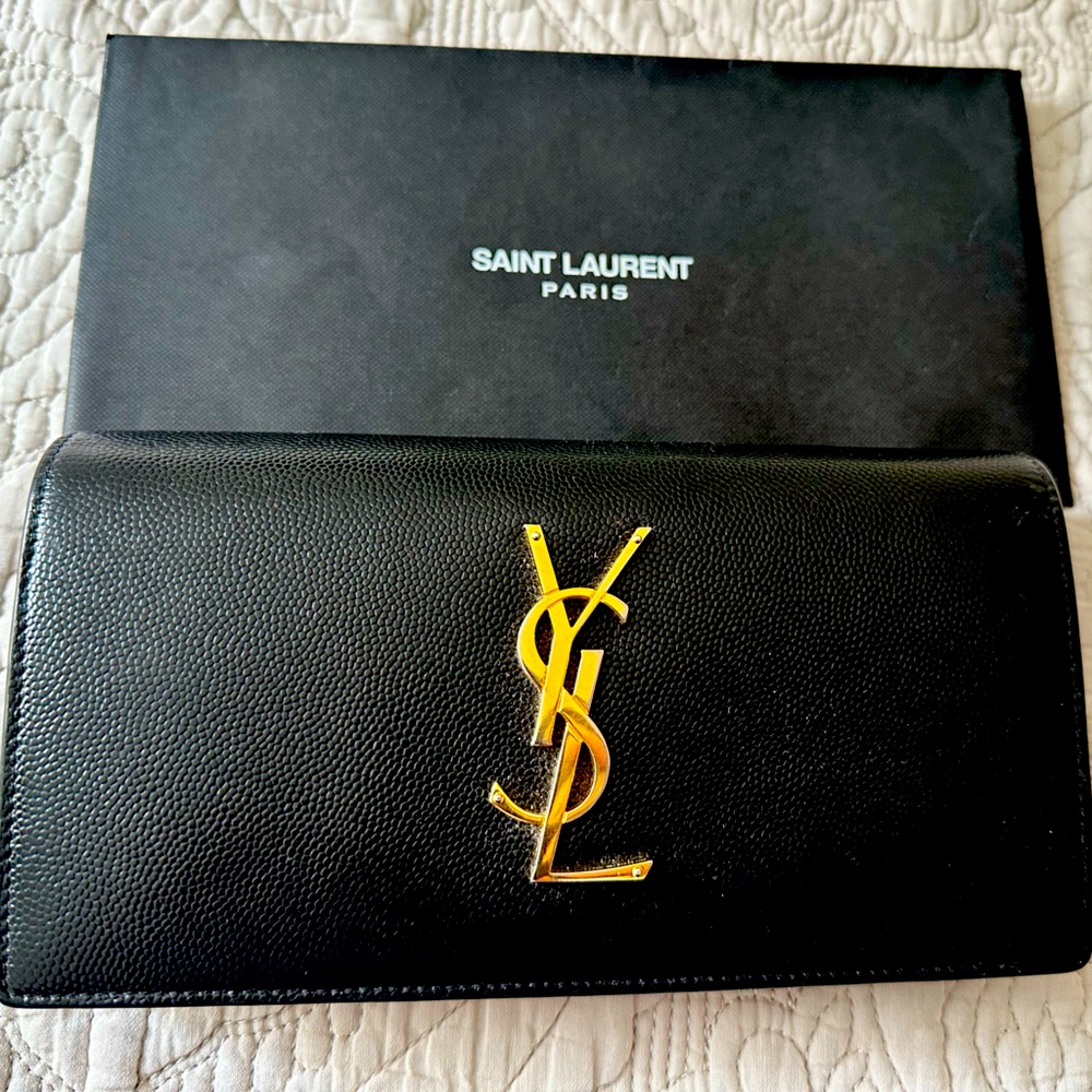 YSL black leather wallet